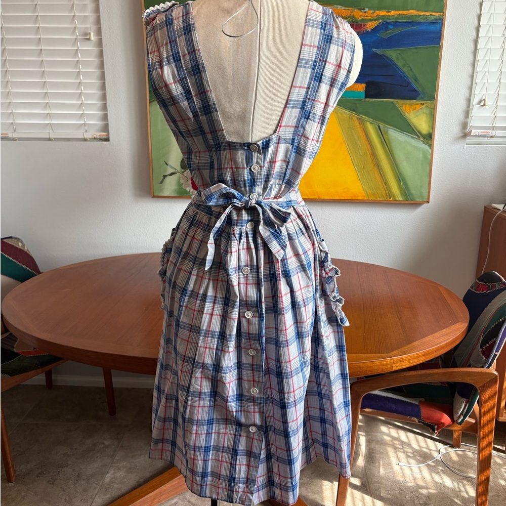 Vintage 50’s Plaid Ruffle Apron Dress - Picture 7 of 12